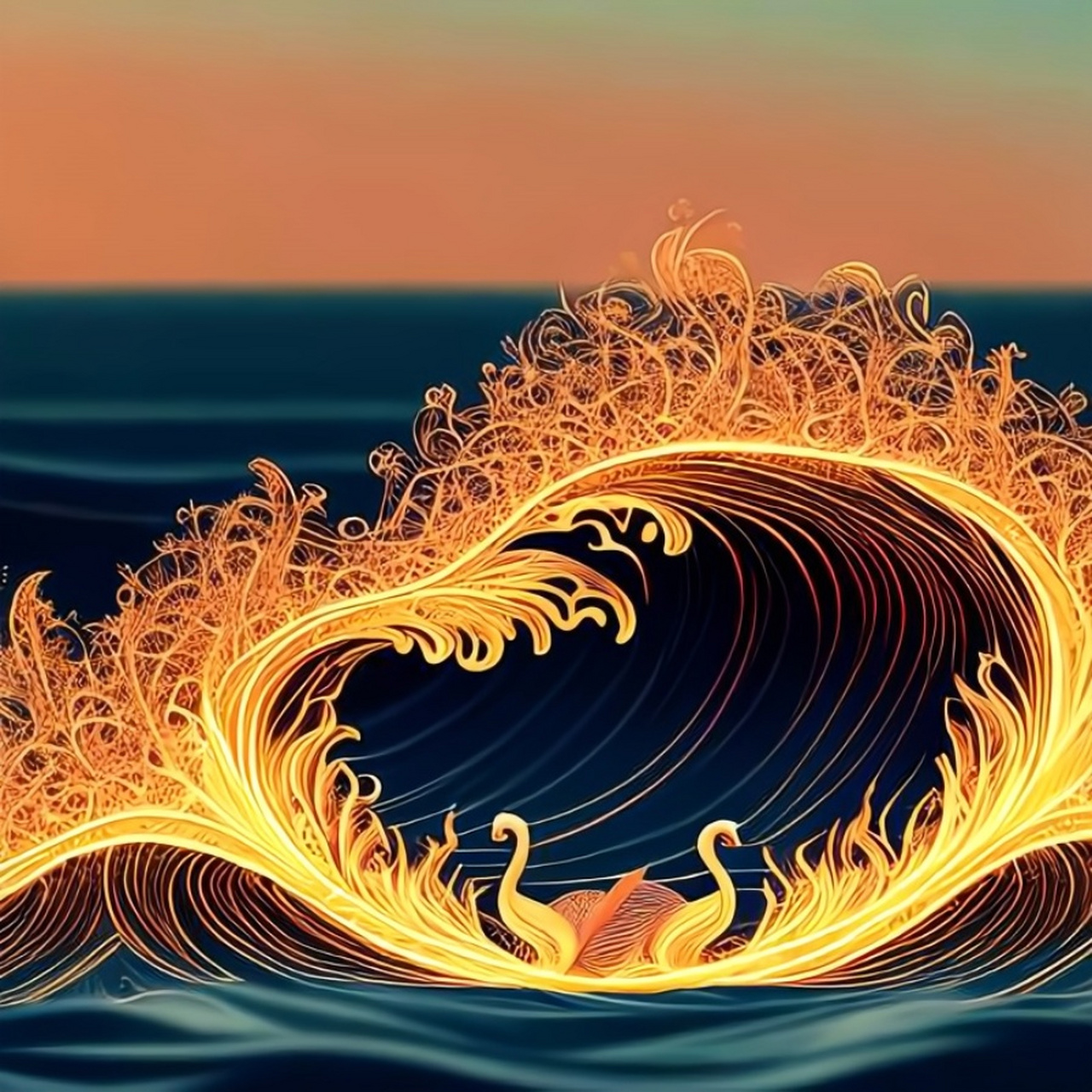 ai绘画作品--抽象画大海