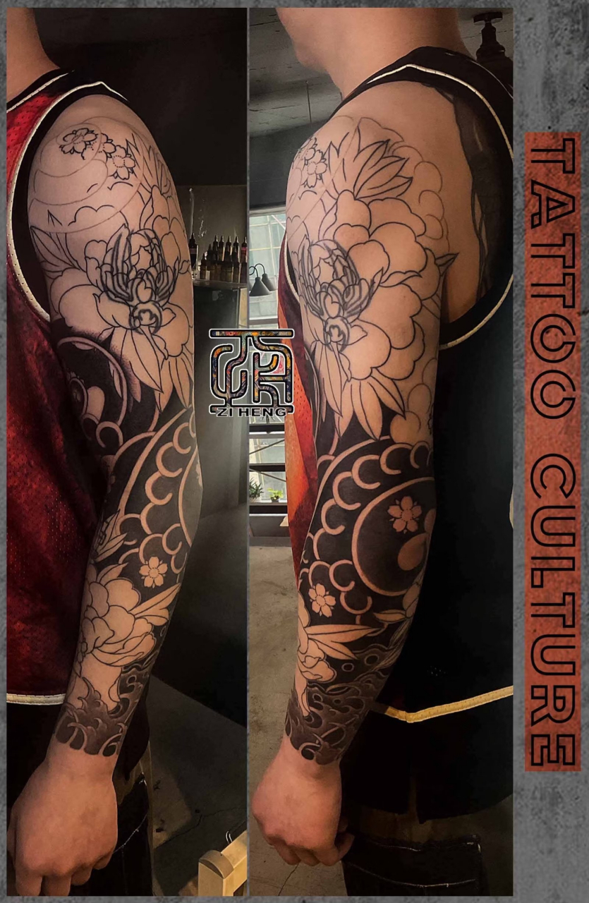 传统牡丹刺青#子恒刺青#        牡丹图案,具有浓郁民族气息.