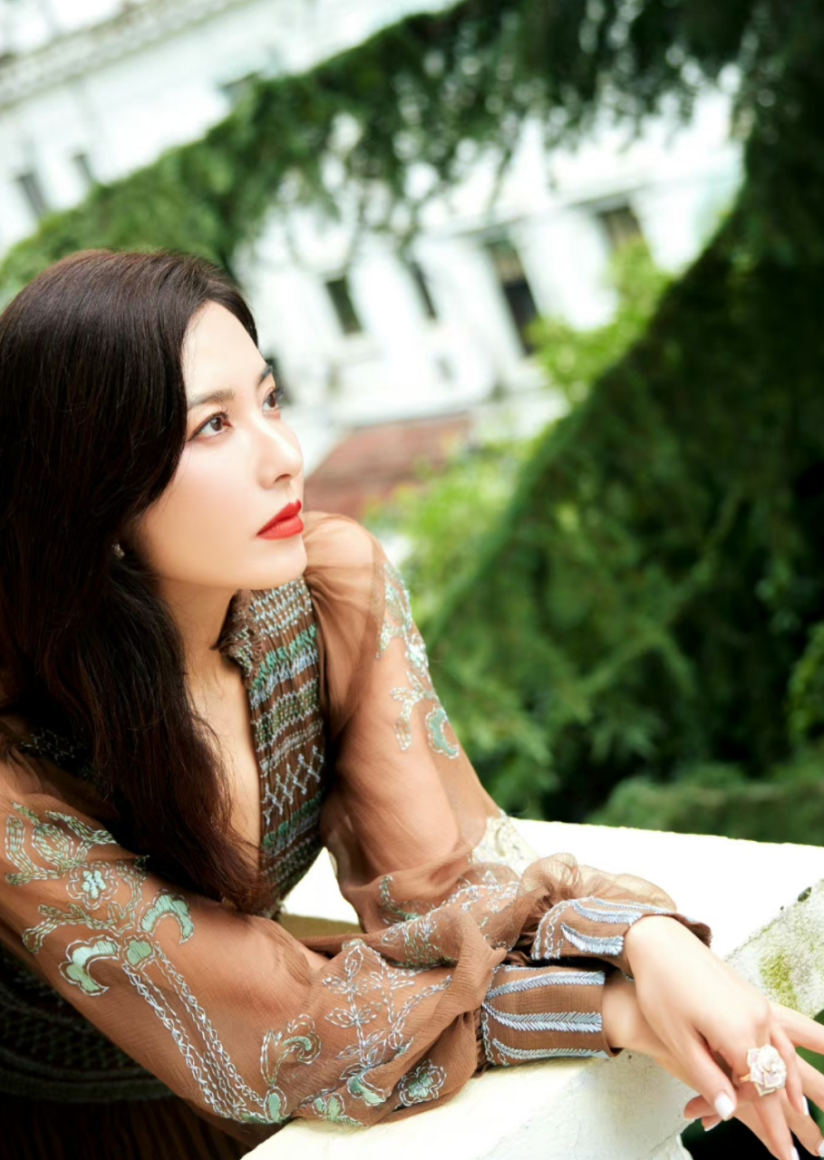 曾黎分享电影节外拍美照,她的侧脸和陈慧琳有点相似,都是很大气的长相