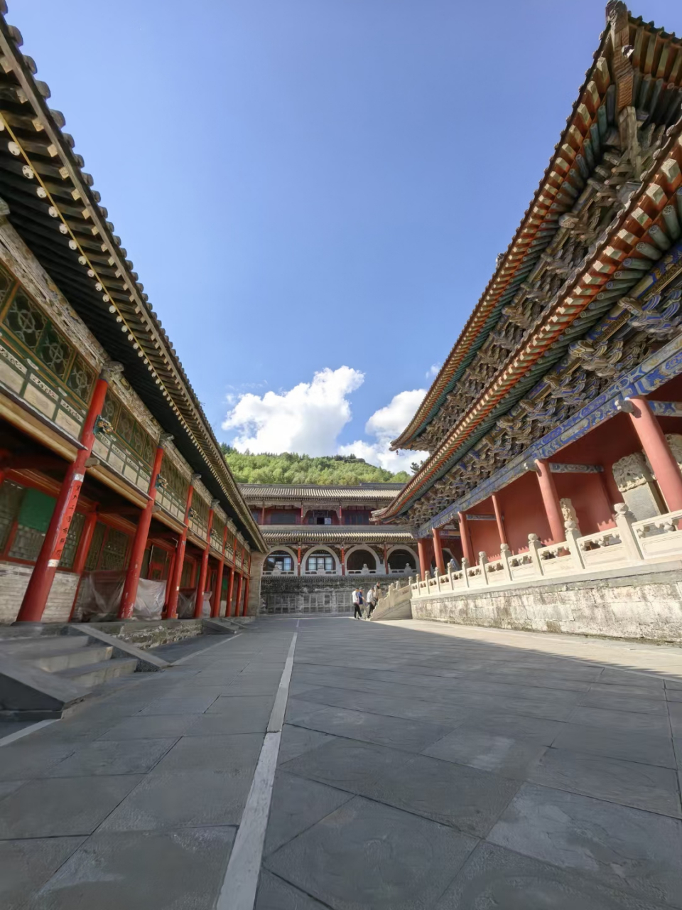 五台山金阁寺[强]红墙灰瓦,高耸入云,气势磅礴,给人以宏伟壮观之感.