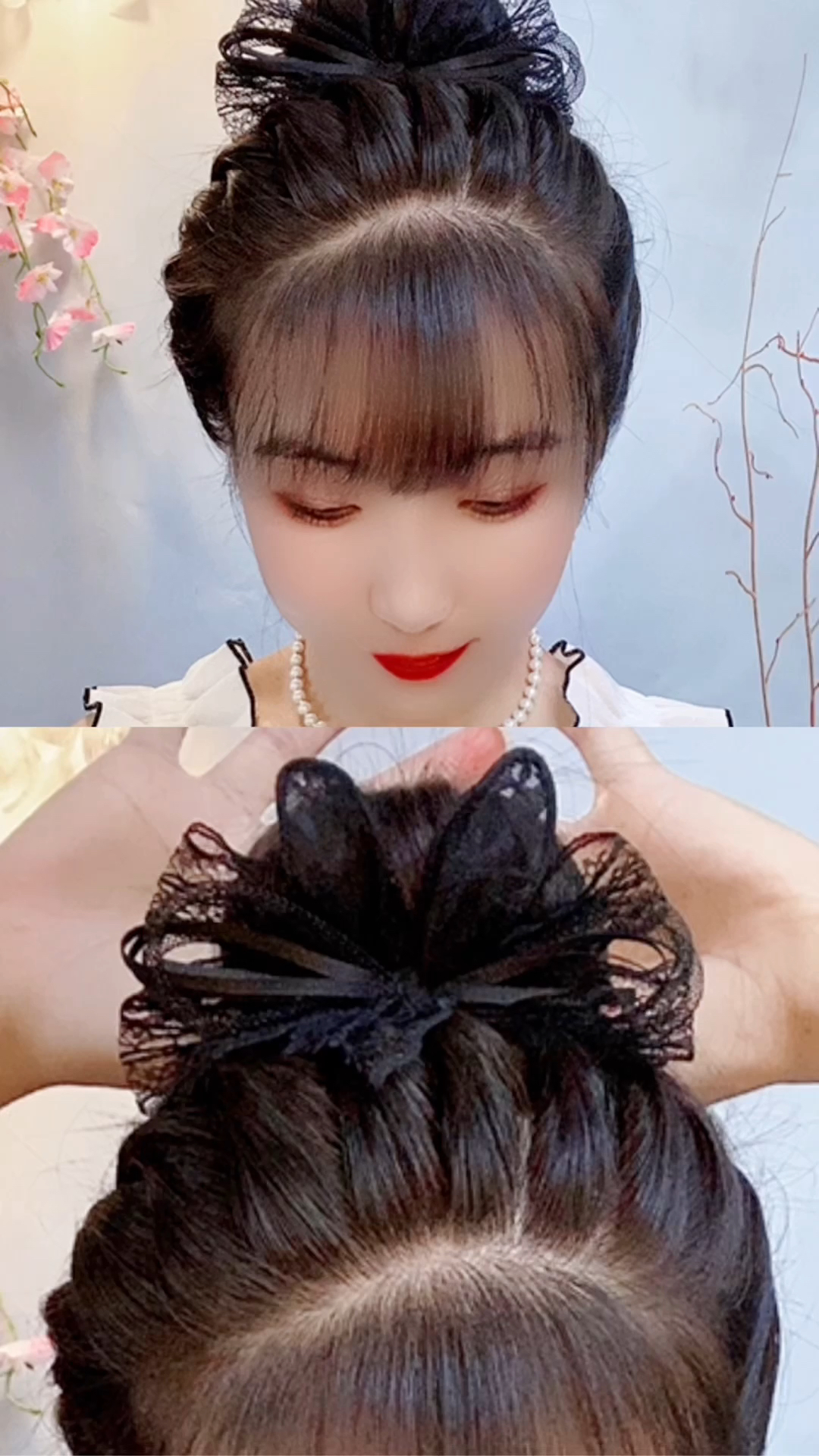 头顶纹理丸子头