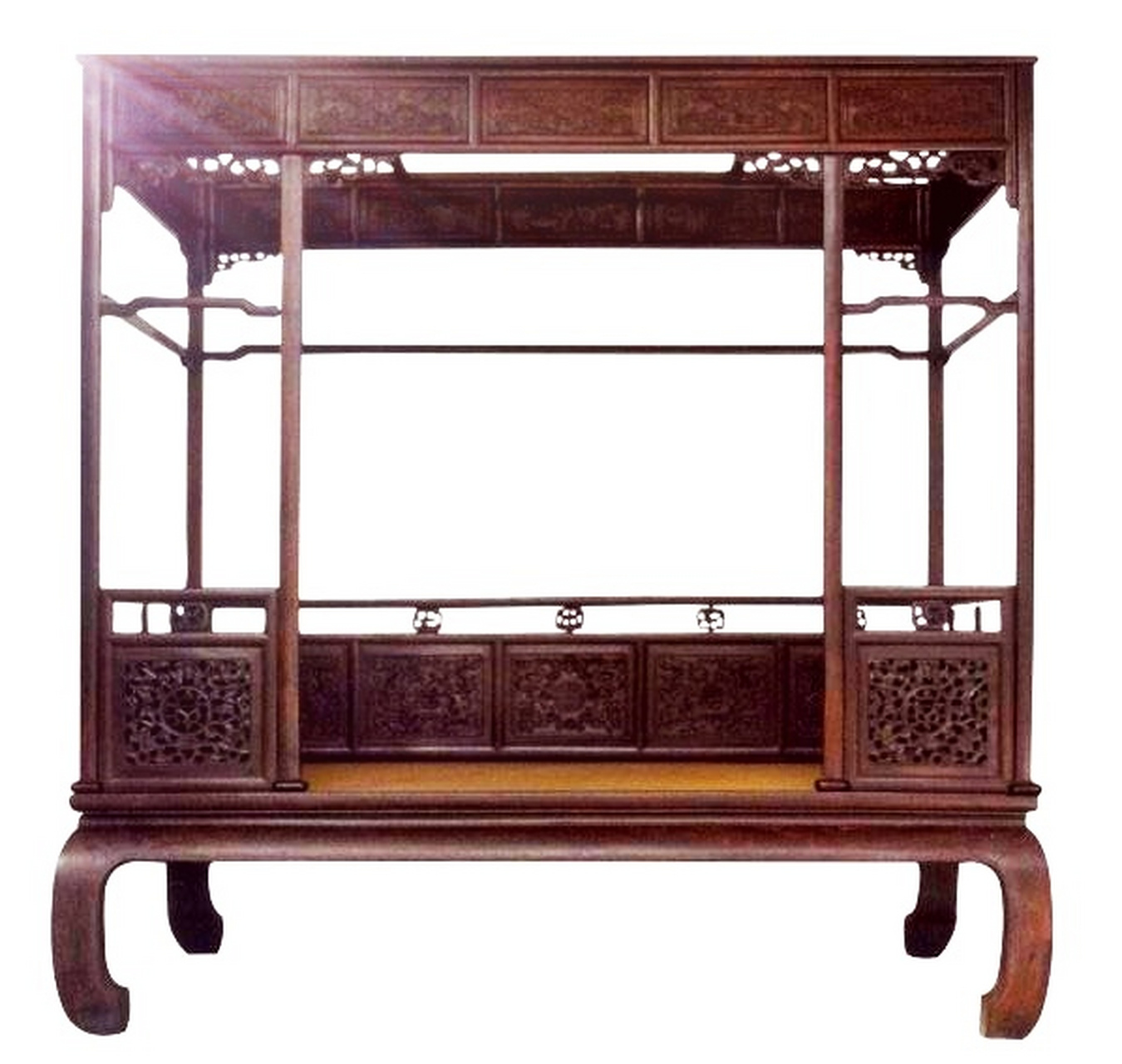 徐孺下陈蕃之榻 此架子床用紫檀木制成.