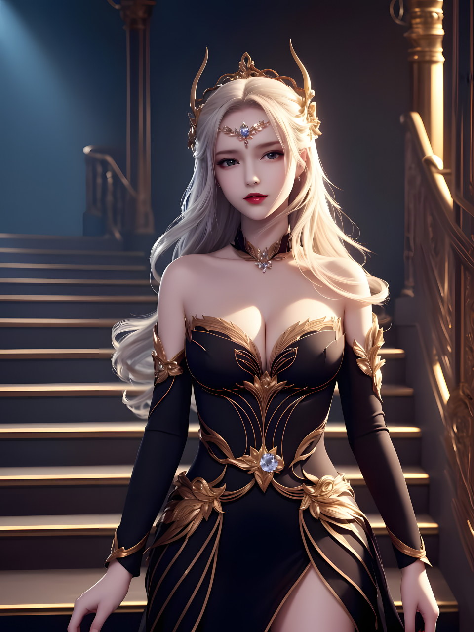 黑色鎏金晚礼服千仞雪,永远心中的斗罗第一霸气女天使!