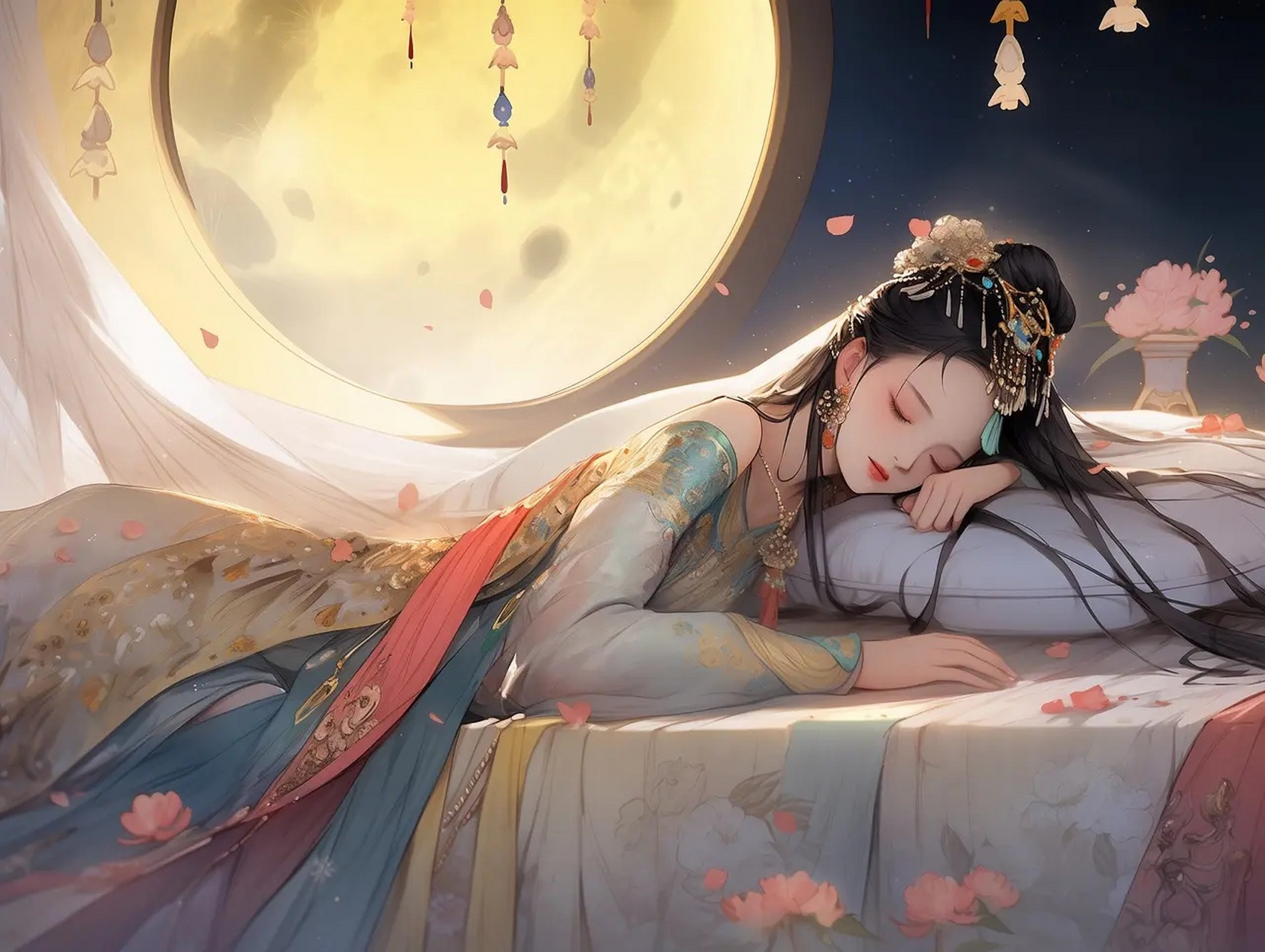 古风插画,贵妃躺来了,谁最聊