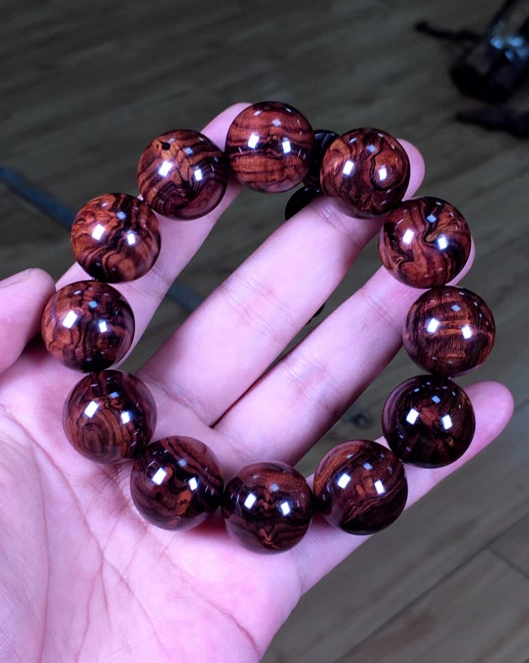 越南黄花梨瘤疤手串 除了绳子从头到尾,臻品都是瘤疤
