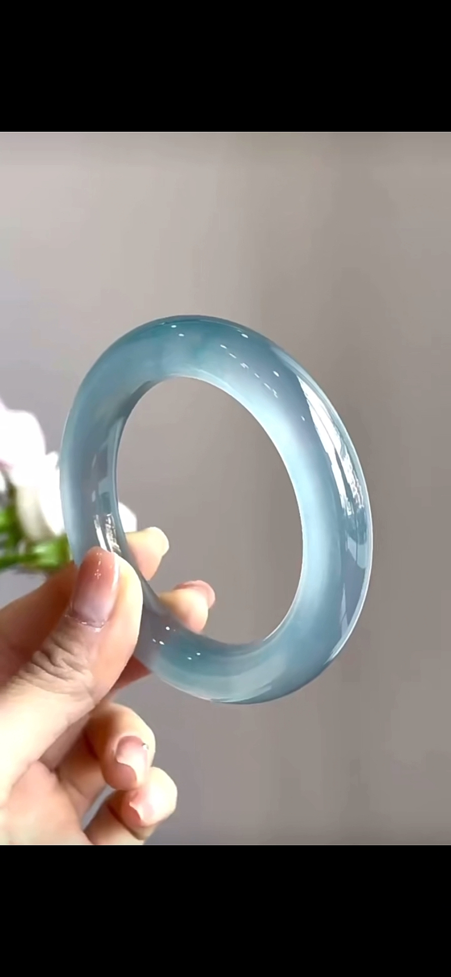 高冰玻璃种蓝钢手镯天然缅甸冰种翡翠手镯圆条老坑a晴水正品玉镯子女