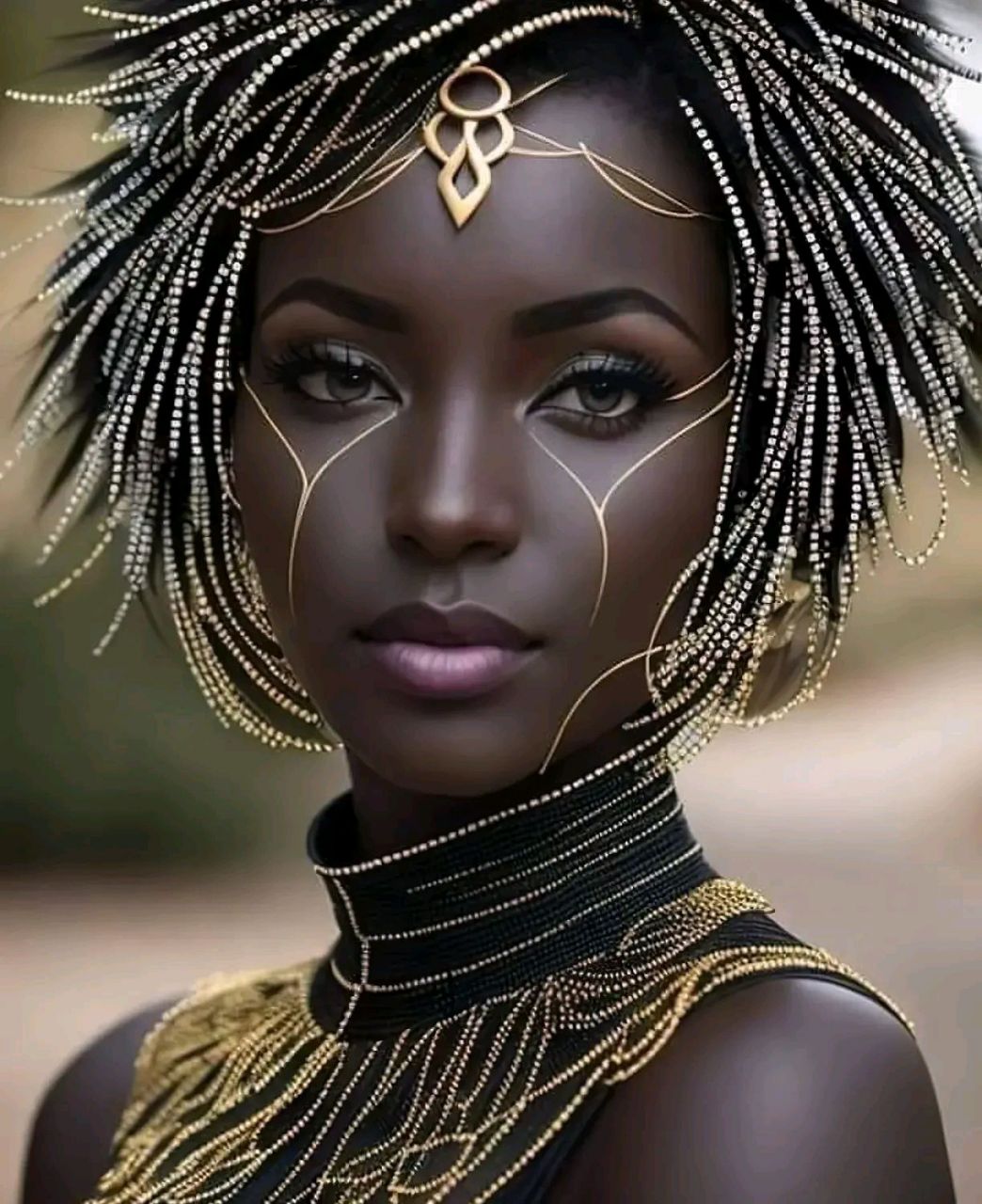 这是我看到的最美的黑人女性人物照!她的发型,头饰和服装的搭配,绝配!