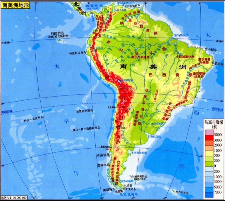 南美洲的重要水系以及主要河流