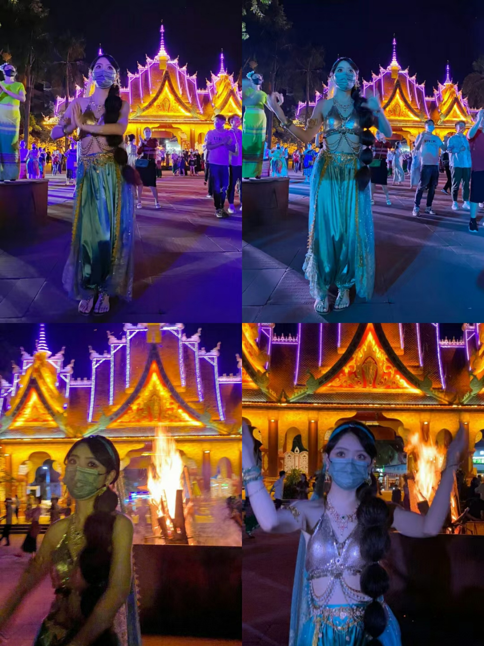 曼听公园篝火97晚会 67欢迎歌舞73自助餐73放水灯73篝火