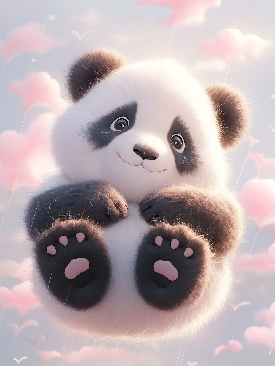 可爱花丛里的大熊猫玩耍头像壁纸背景图