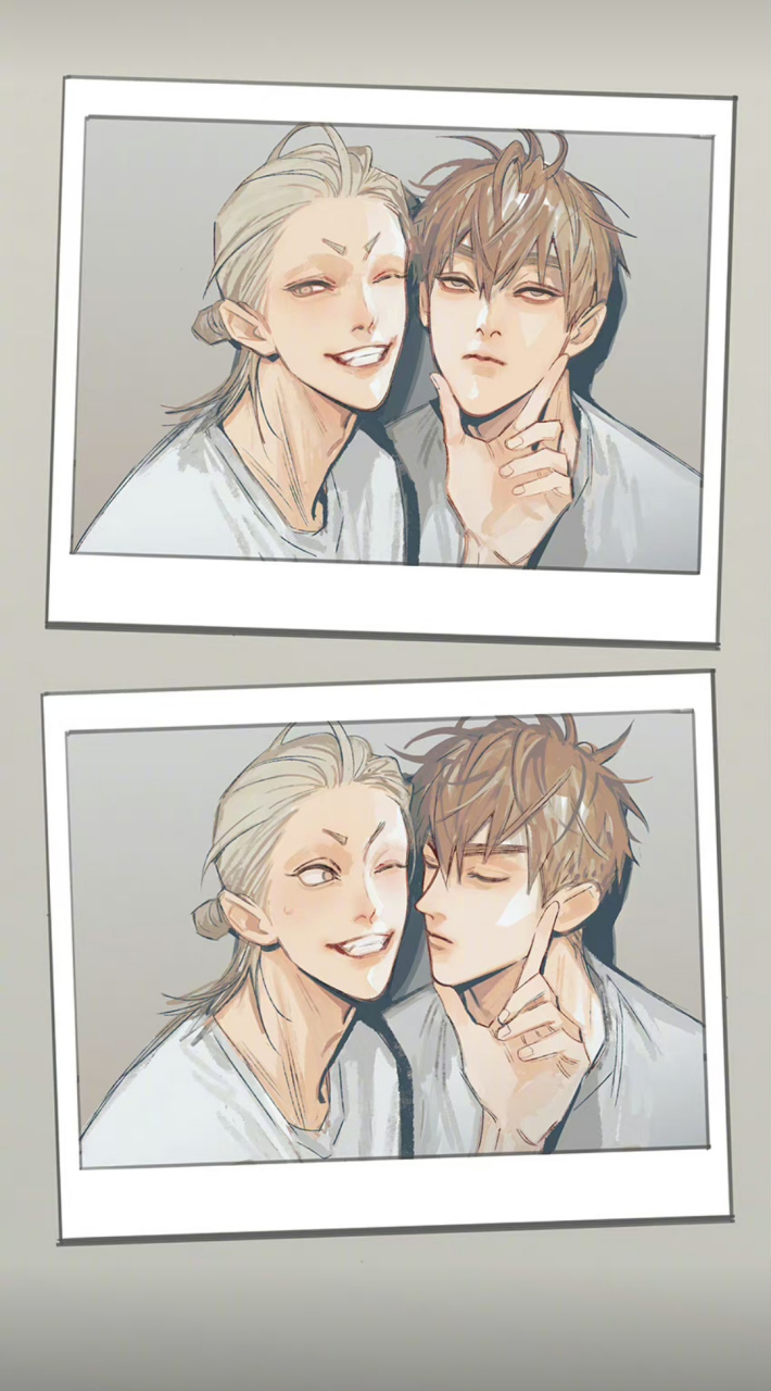 见一和展正希～这换个红底就是结婚照了吧!#19天#  画师:old先