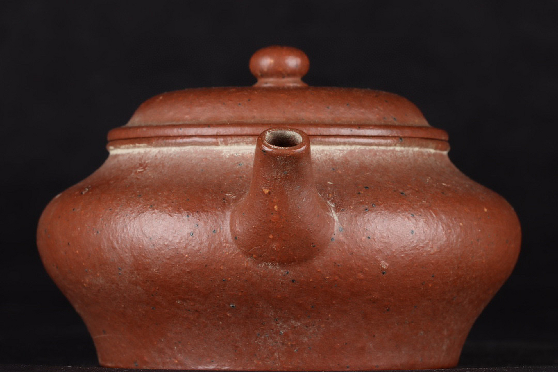 小品虚扁紫砂壶 款识:兢媚清香 清代 高 5.8×11.8cm