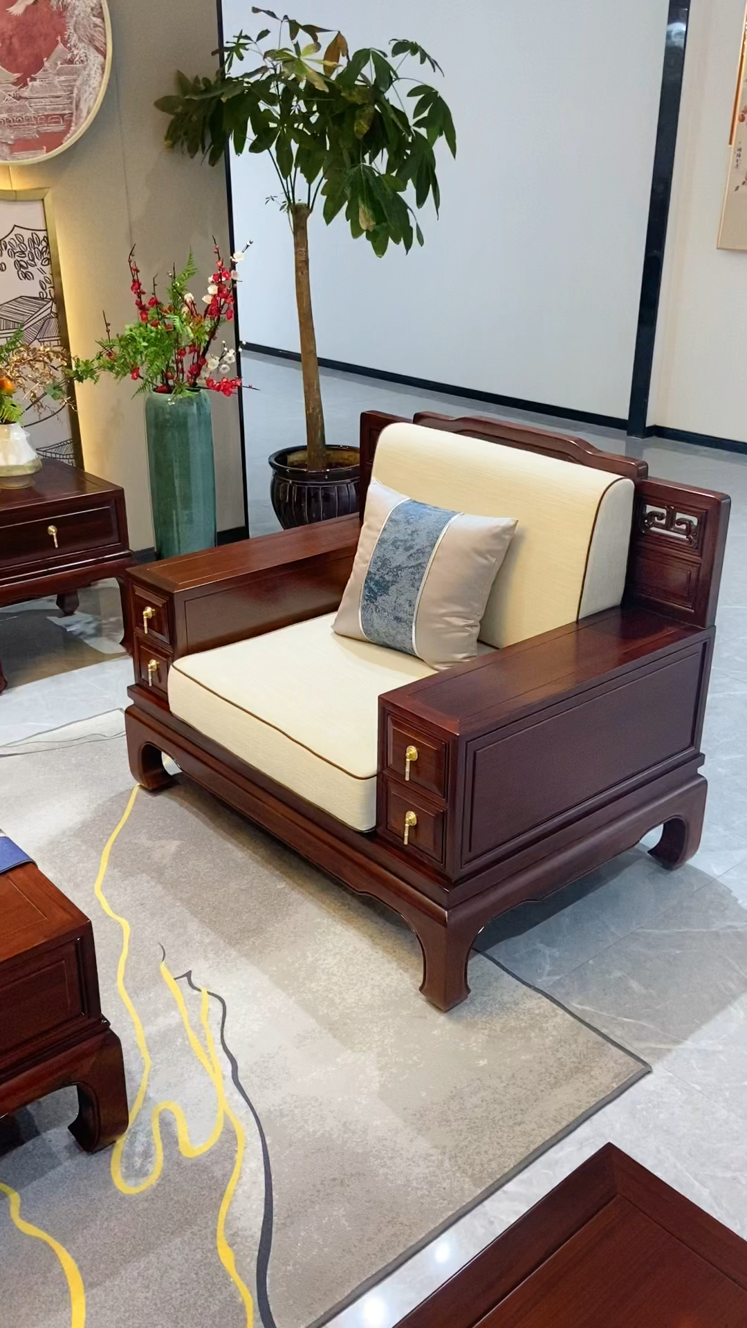 新中式家具实木马蹄腿沙发