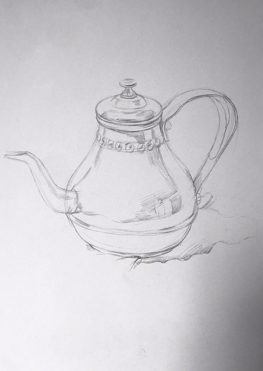素描不锈钢壶教程,不会画不锈钢的同学可以看过来!