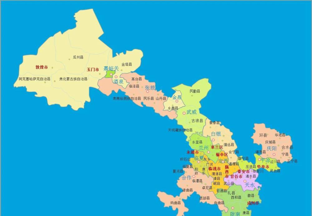 甘肃详细地图全图图片