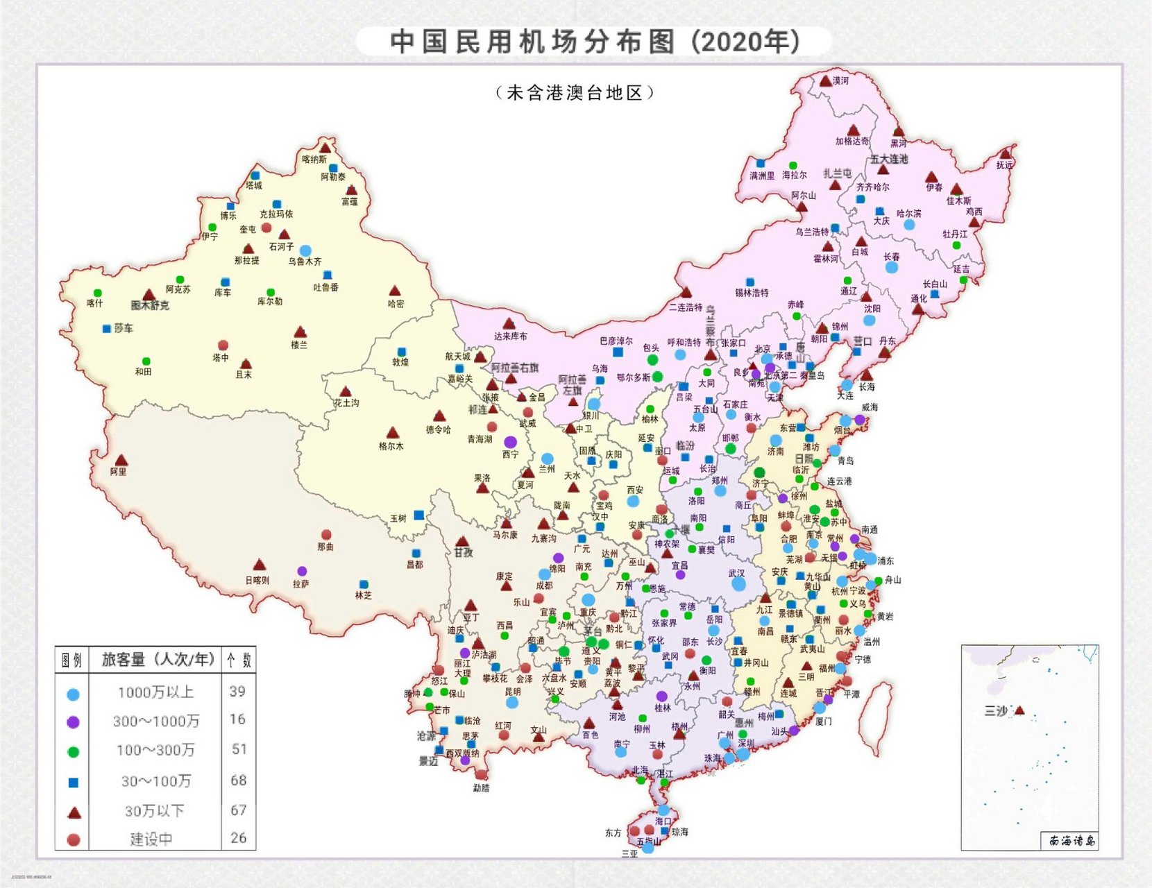 全国民用机场分布