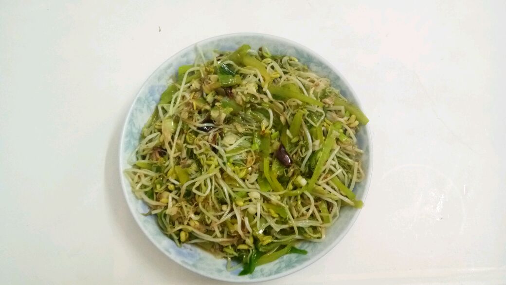 一道从豆子生长到成为香脆美食,自制绿豆芽,炒出香脆美味豆芽菜