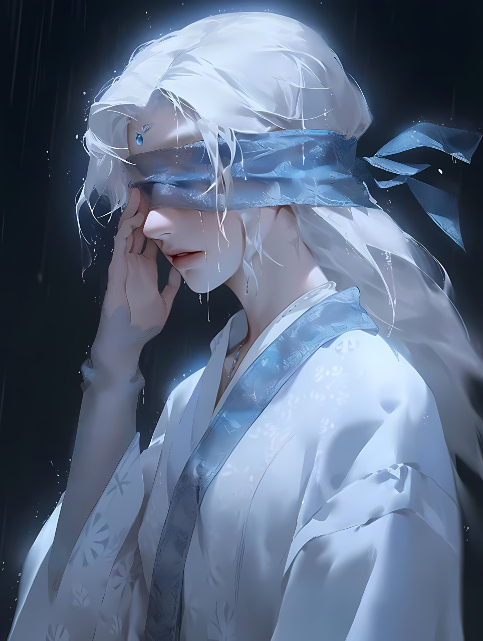 蒙眼白发美人 #二次元# #ai共创计划# #ai绘画