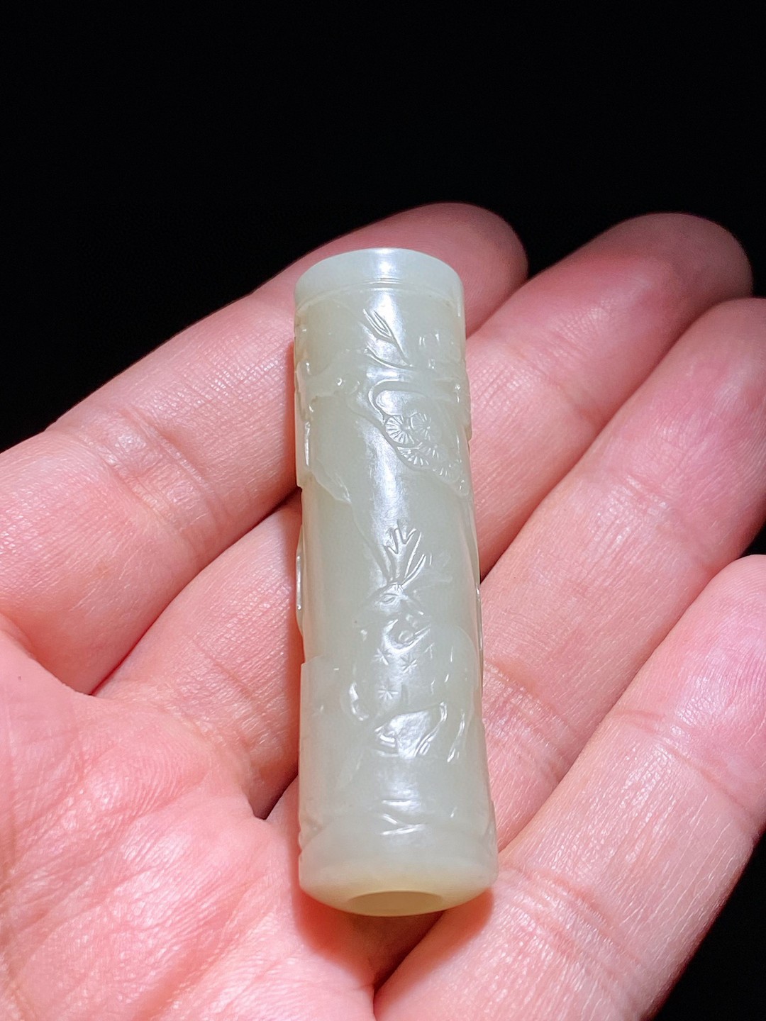 清乾隆 和田玉籽料 松鹿同春 松鹿图 诗文 玉勒子 挂件把件