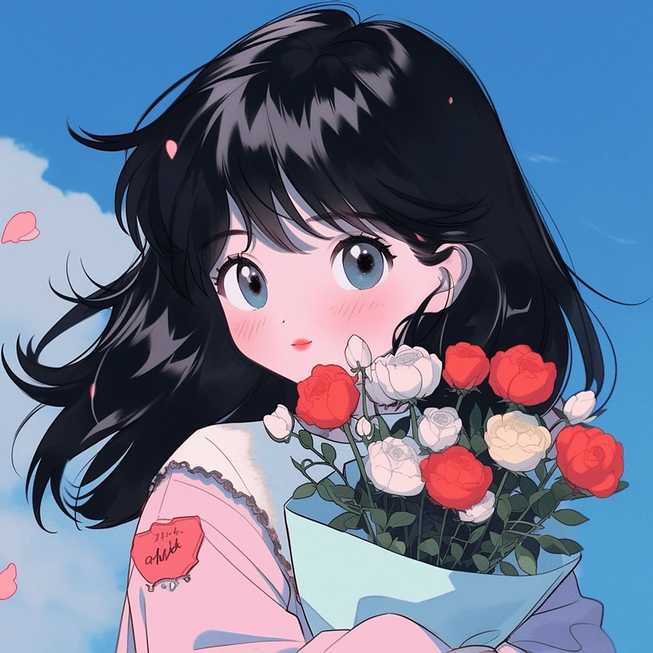 捧花情侣头像(女生版)#头像