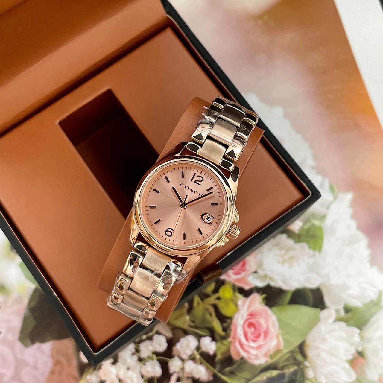 希林娜依61高明星同款  最新款coach/蔻驰女士钢带石英女表,百搭