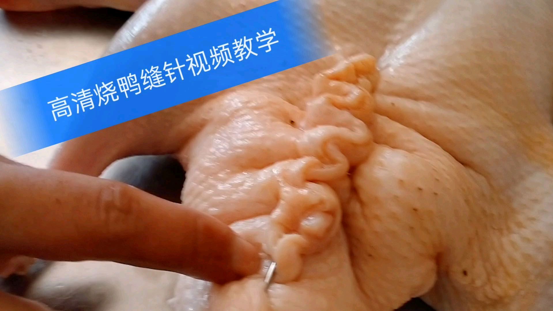 高清广东烧鸭缝针视频教学几分钟就学会,再也不用担心烧鸭漏气汁
