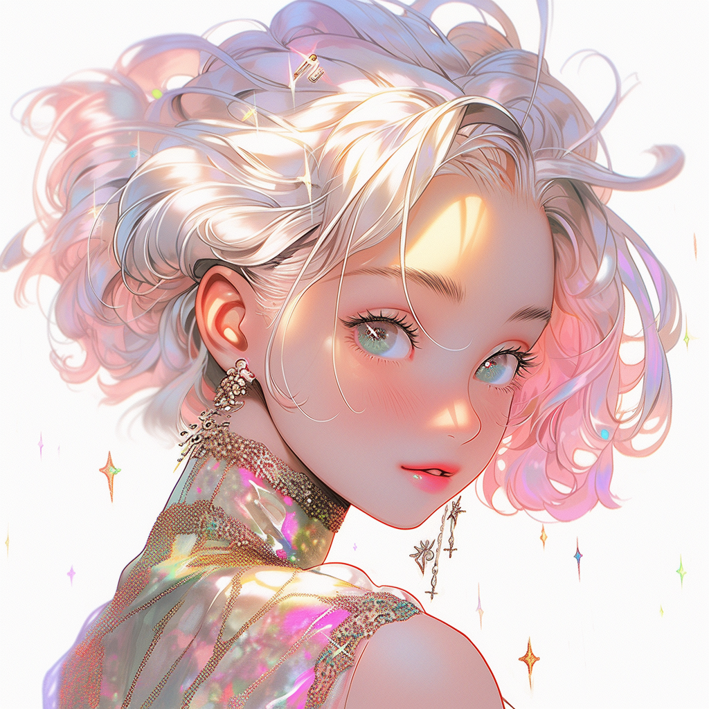 一组银发少女头像