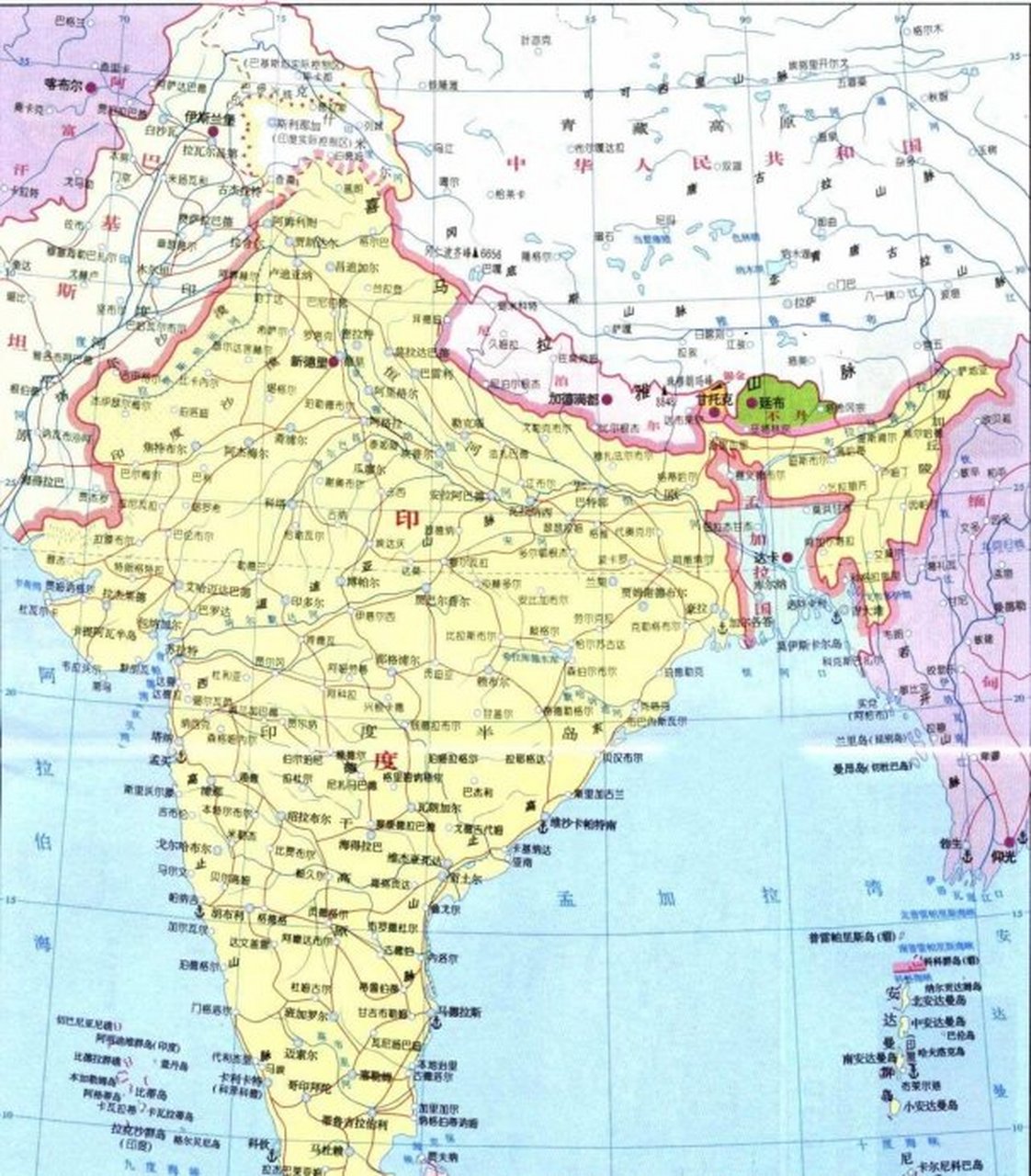 印度人口密度图,太吓人了,14亿多人挤在一起,但印度中南部有地广人稀