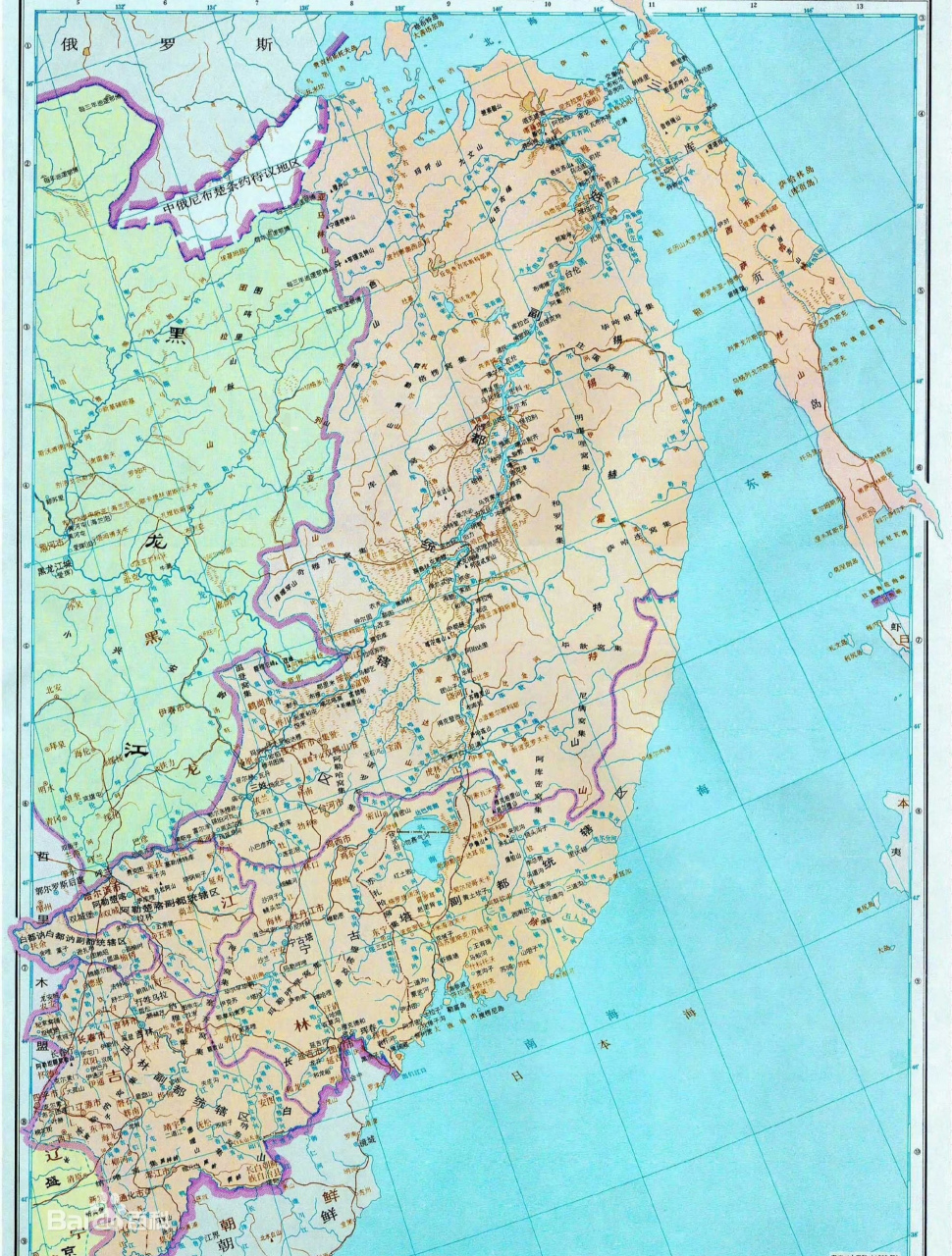 1820年的吉林省地图,那时候的吉林是中国海岸线第一长的省.