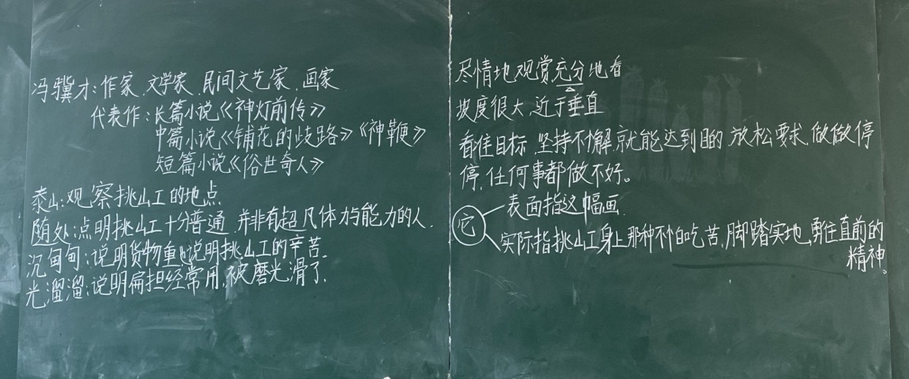 部编版四年级语文下:25《挑山工》板书 这一课是略读课文,我们在进行