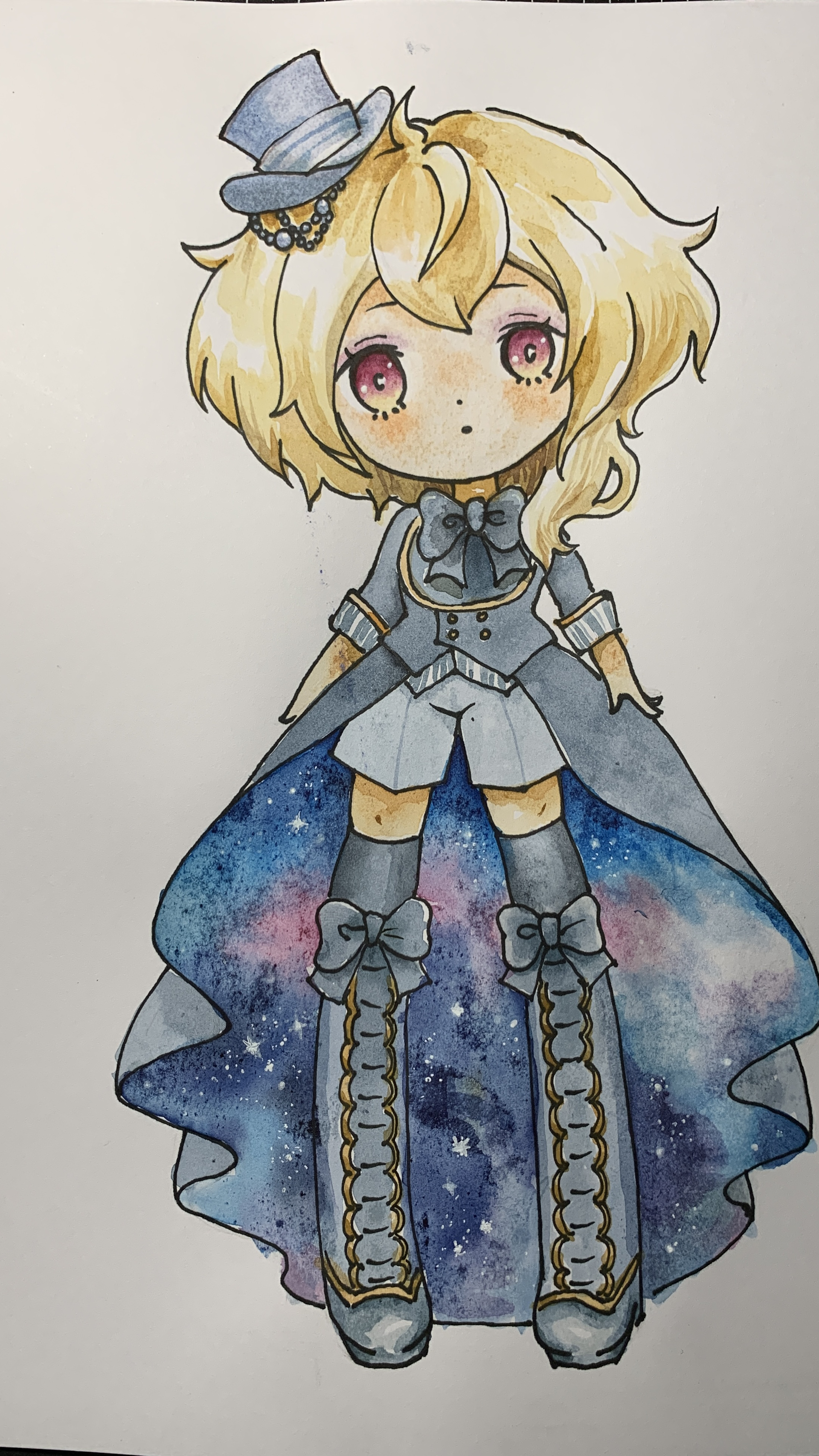 超级简单可爱的动漫q版小萌妹水彩上色方法-度小视