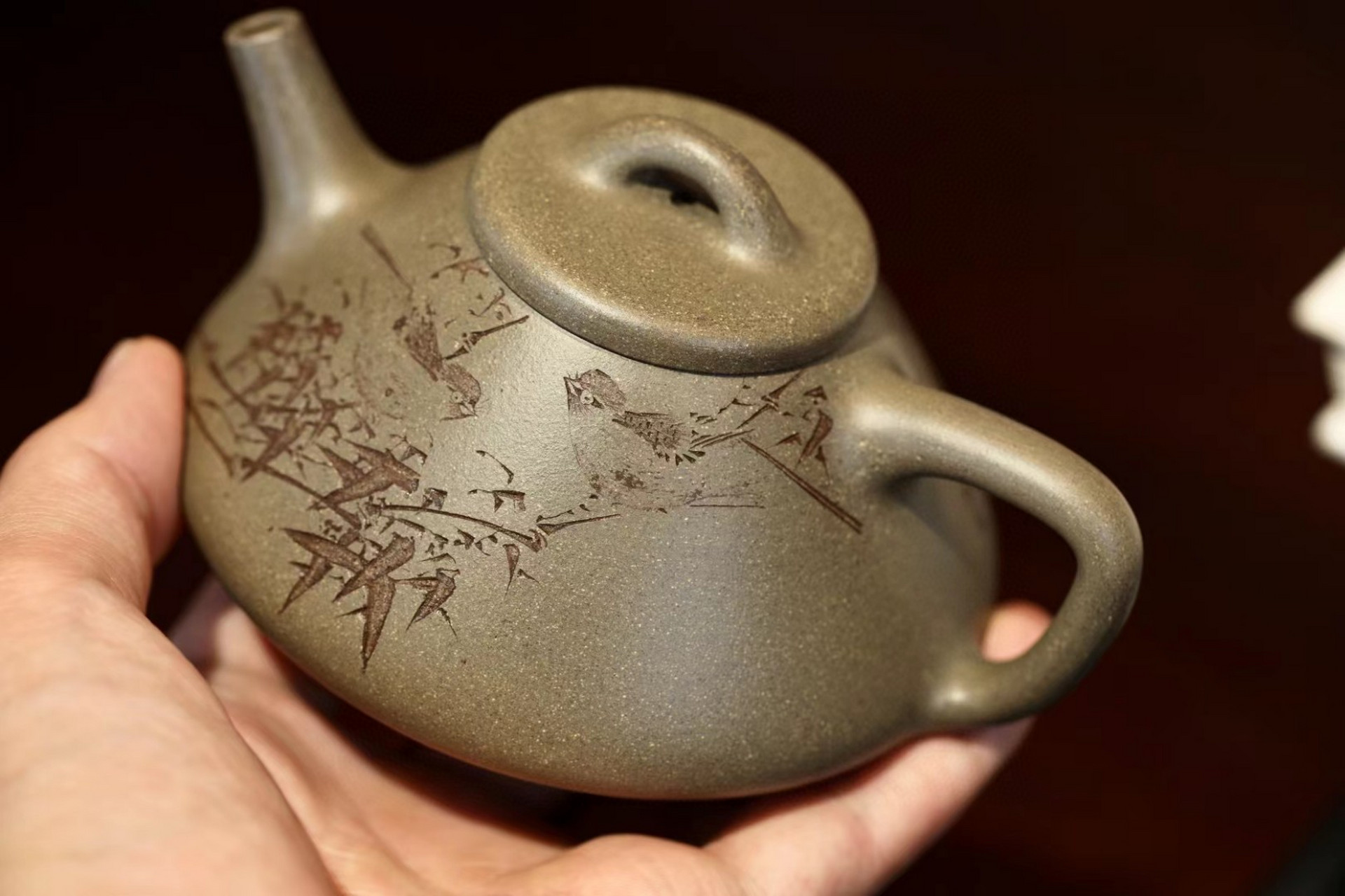 子冶石瓢|优质蟹壳青|260cc|全手  看似简约,实则对于壶型架子的要求