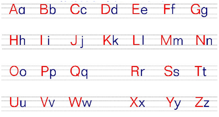 26字母表带中文图片