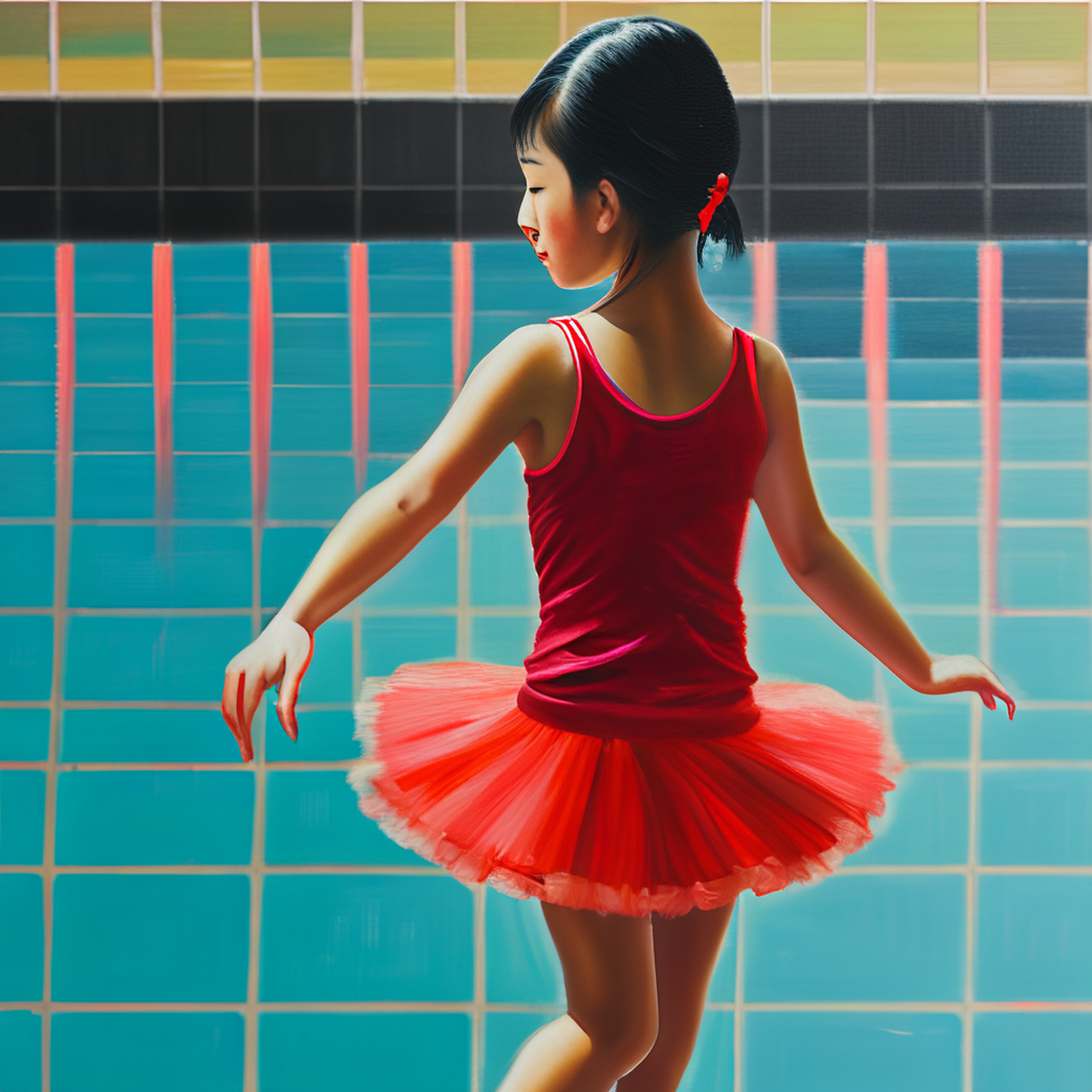 13岁女孩在舞池里跳舞