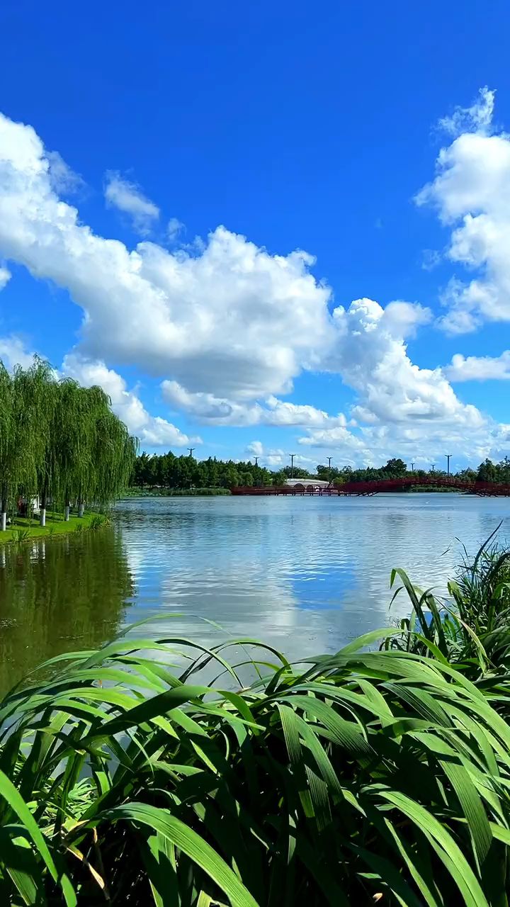 蓝天,白云和碧水