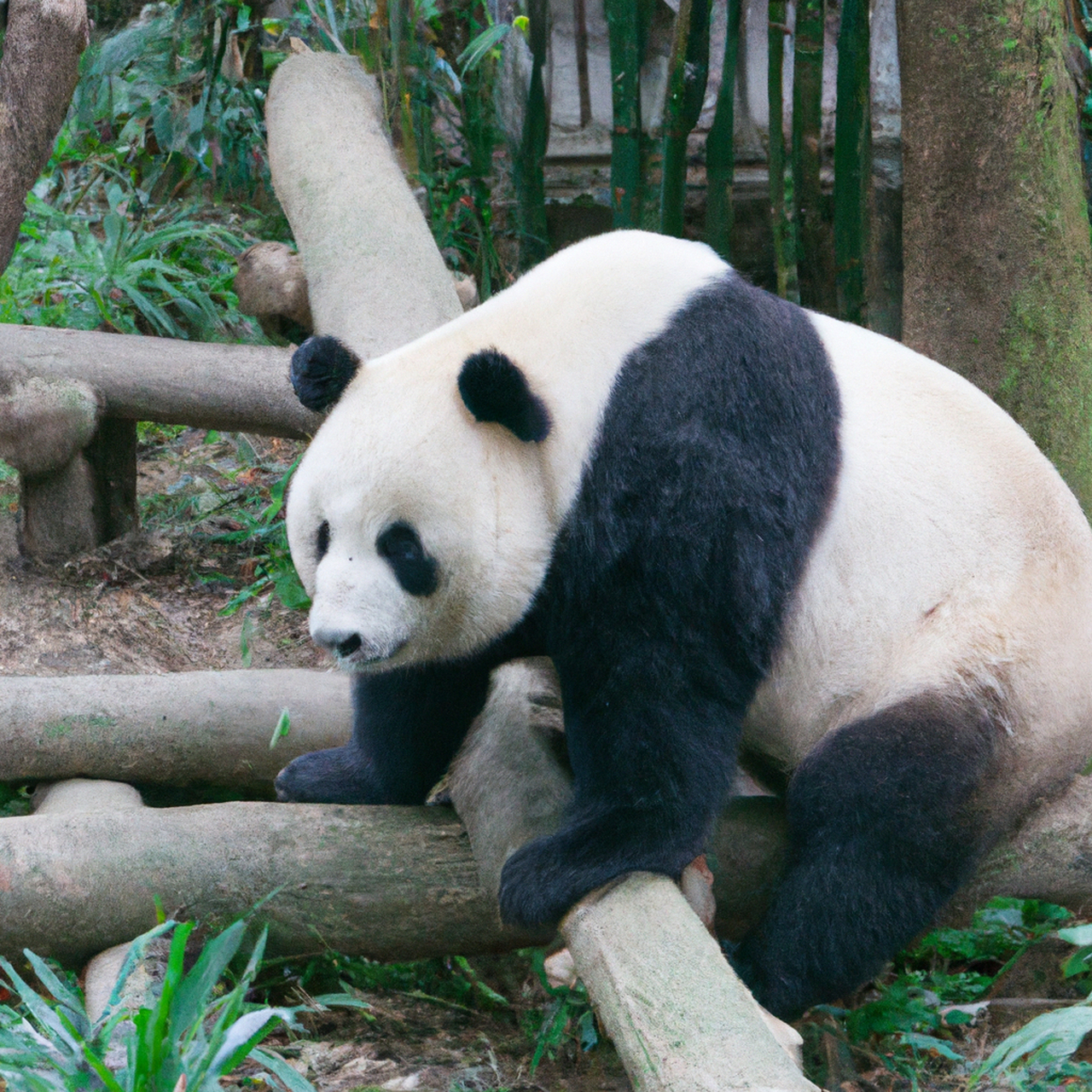 熊猫是一种可爱的动物,它们有着毛茸茸的身体,圆圆的脸,黑白相间的
