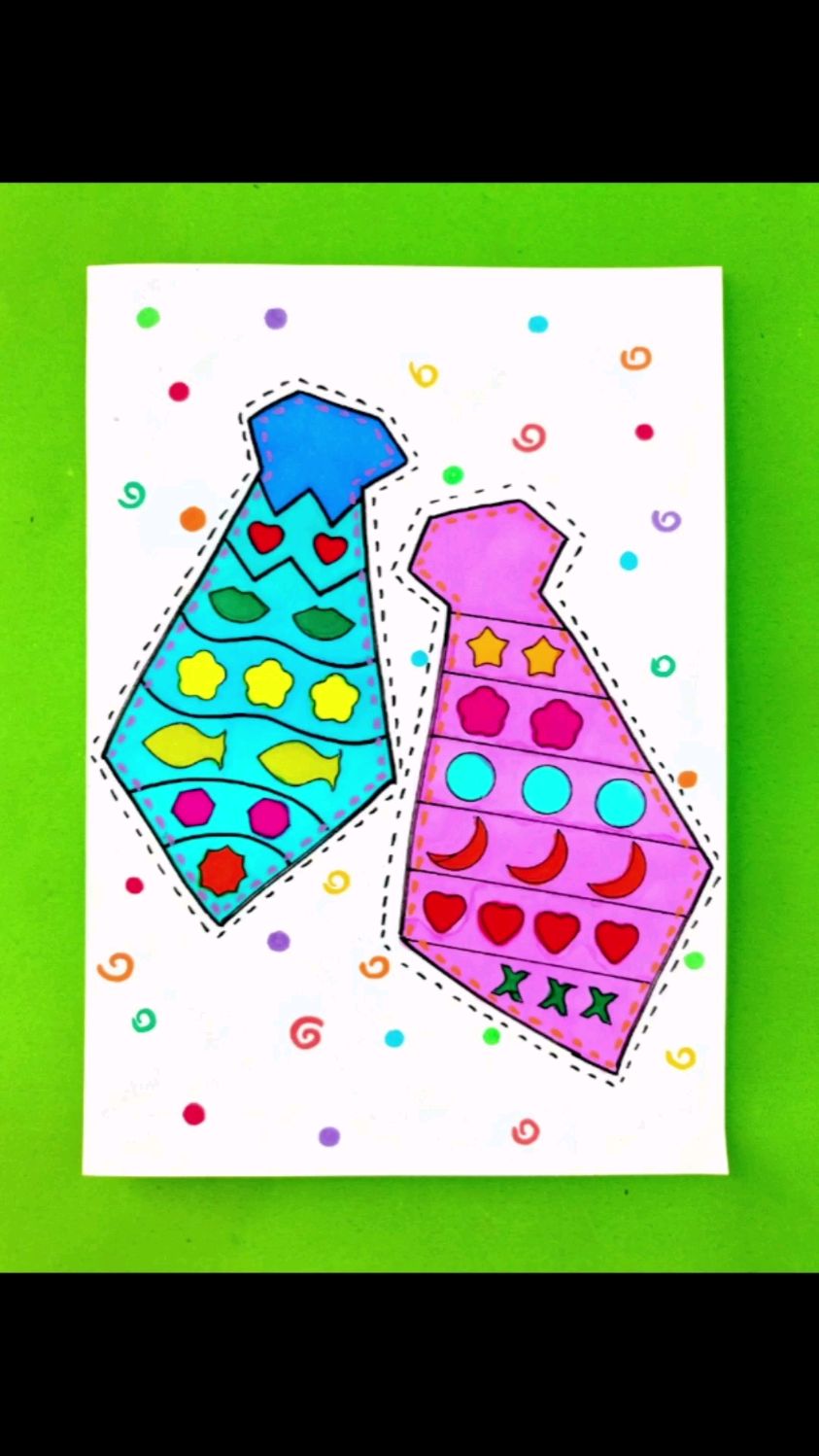 父亲节创意儿童画,给爸爸设计一条好看的领带吧