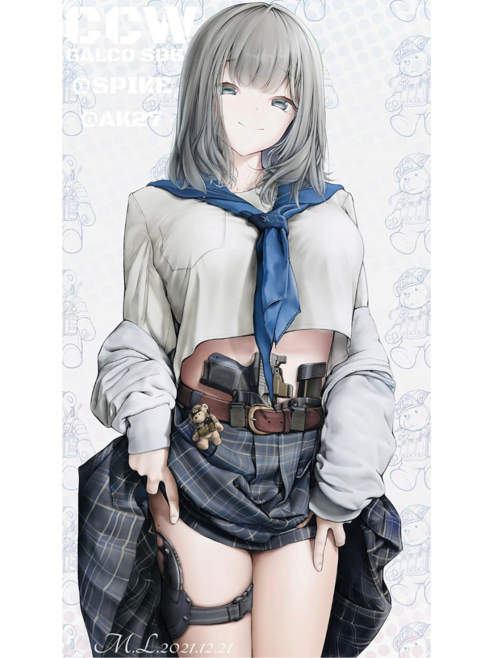 插画造型分享武装娘#二次元# #搜享计划# #插画# 这该史的cp感爱了