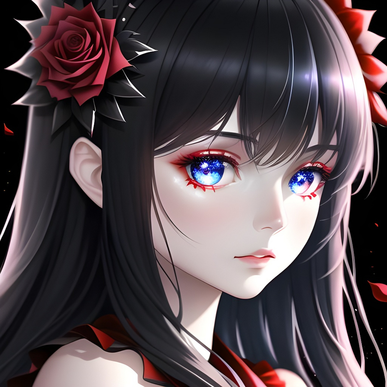 暗黑系玫瑰女孩头像[比心][比心] #头像# #二次元美图#  #百度ai绘图