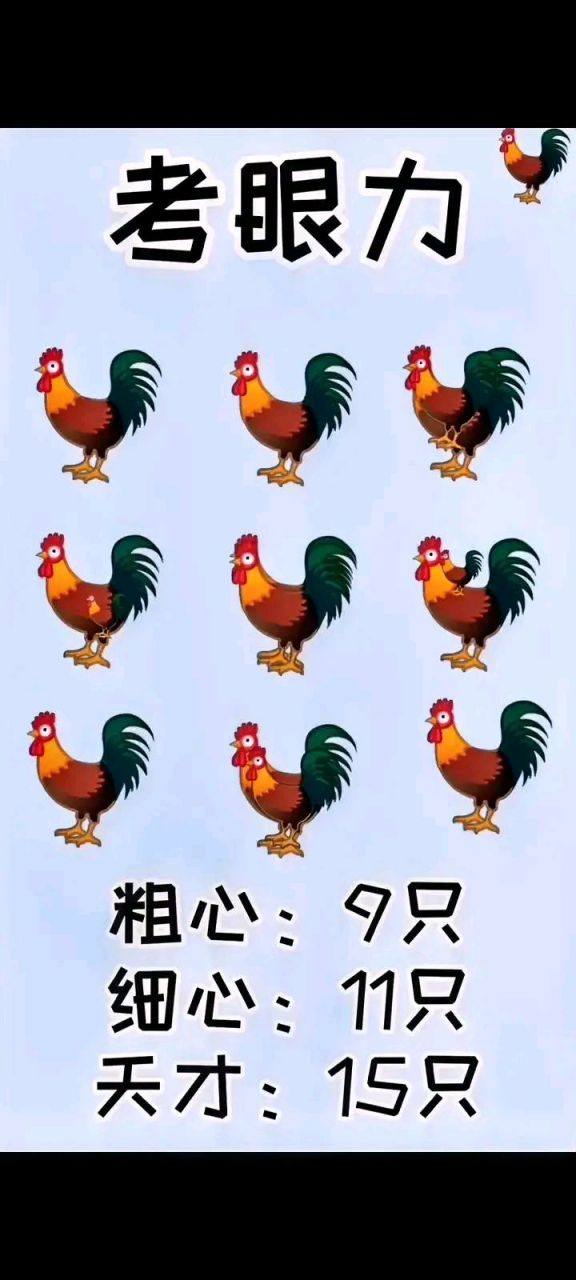 来数一数有多少只帅气的大公鸡 考眼力的时候到了.