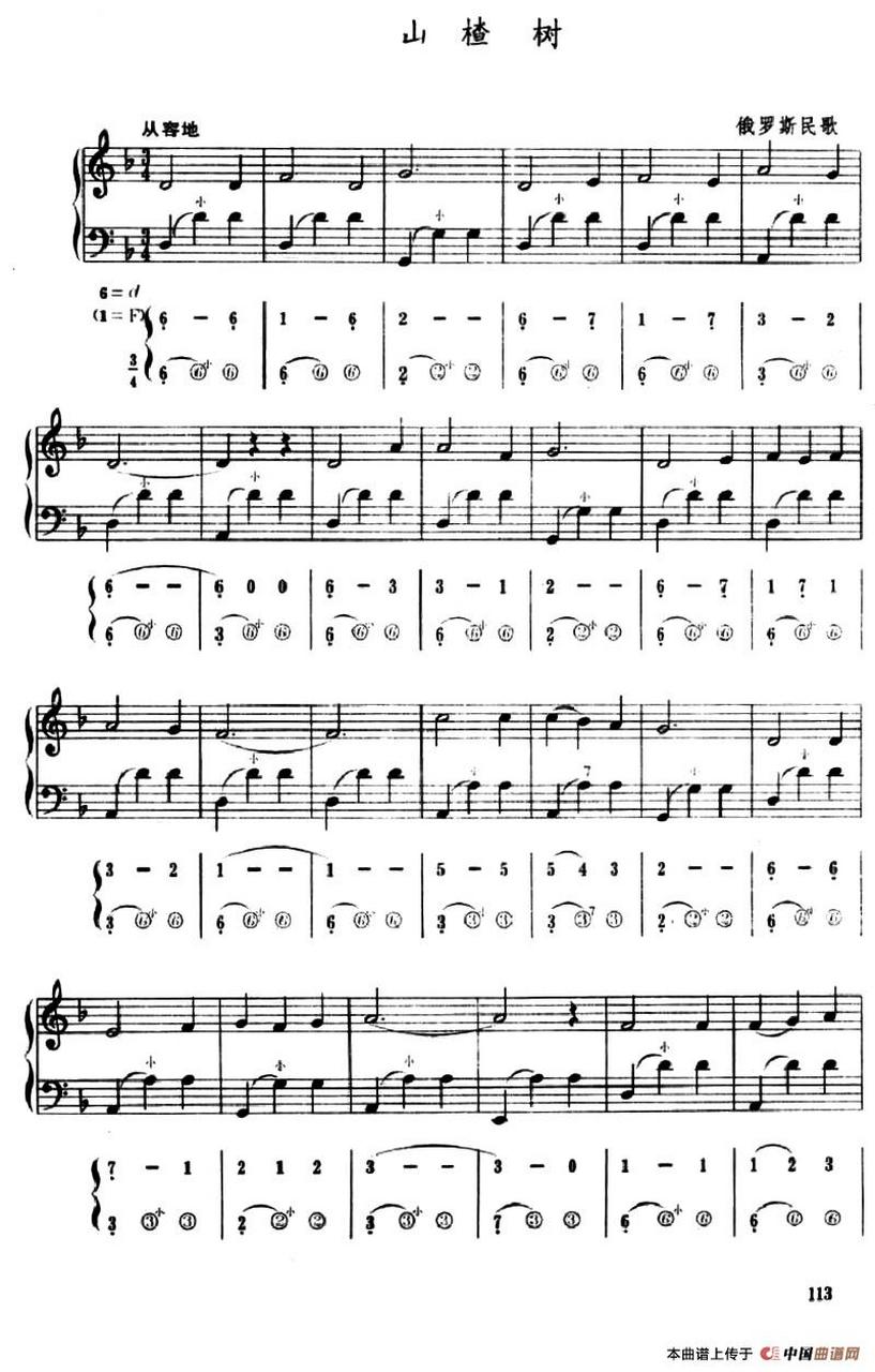 《山楂树》手风琴五线谱,简谱综合版分享