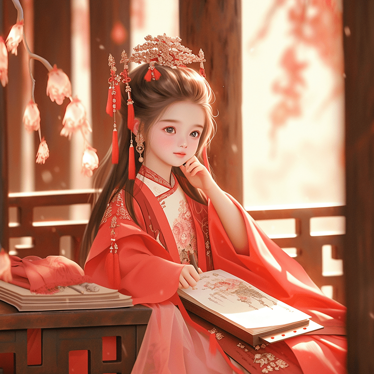 古风头像-红-系列1 #ai绘画# #微信头像# #万人商单计划