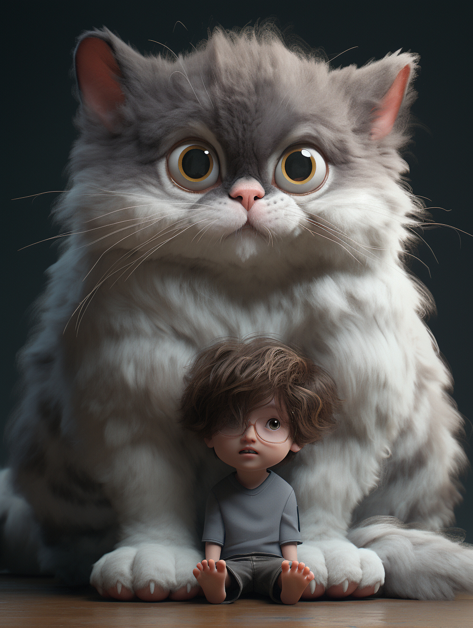 男孩与大猫咪#大猫咪