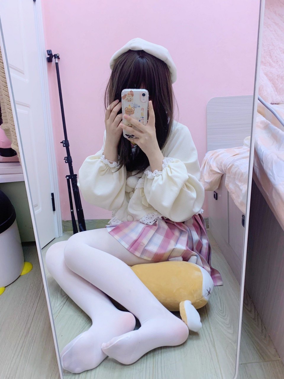 日常穿搭#美女 甜妹,二次元,对镜拍,jk制服白丝