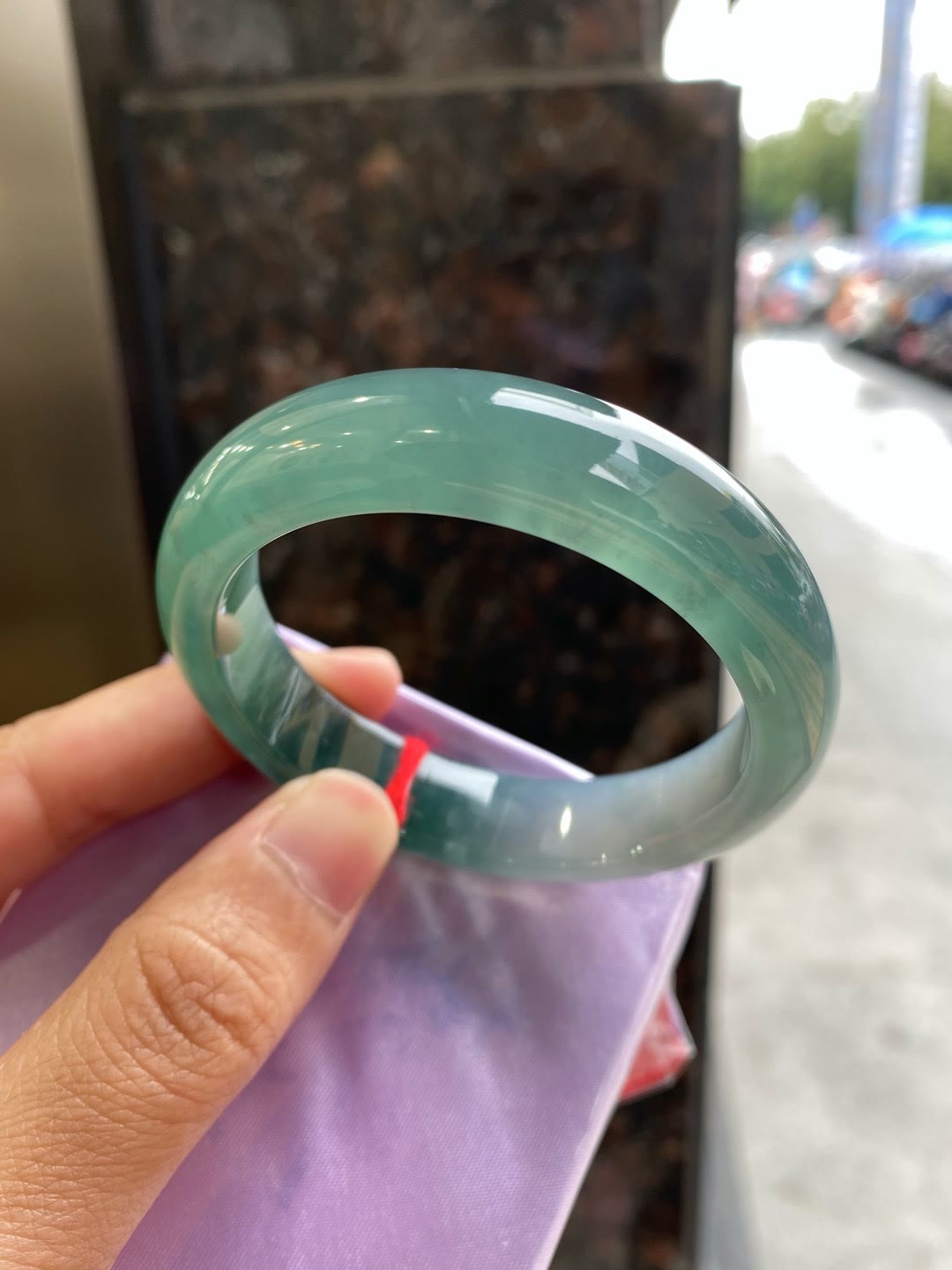 冰蓝水正圈手镯,种好水足