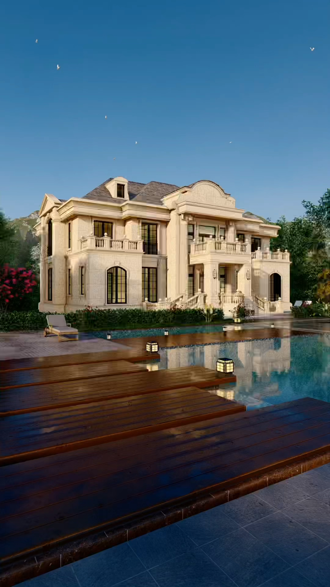 农村自建房设计#宅基地开间大的,推荐这款五开间豪华法式别墅