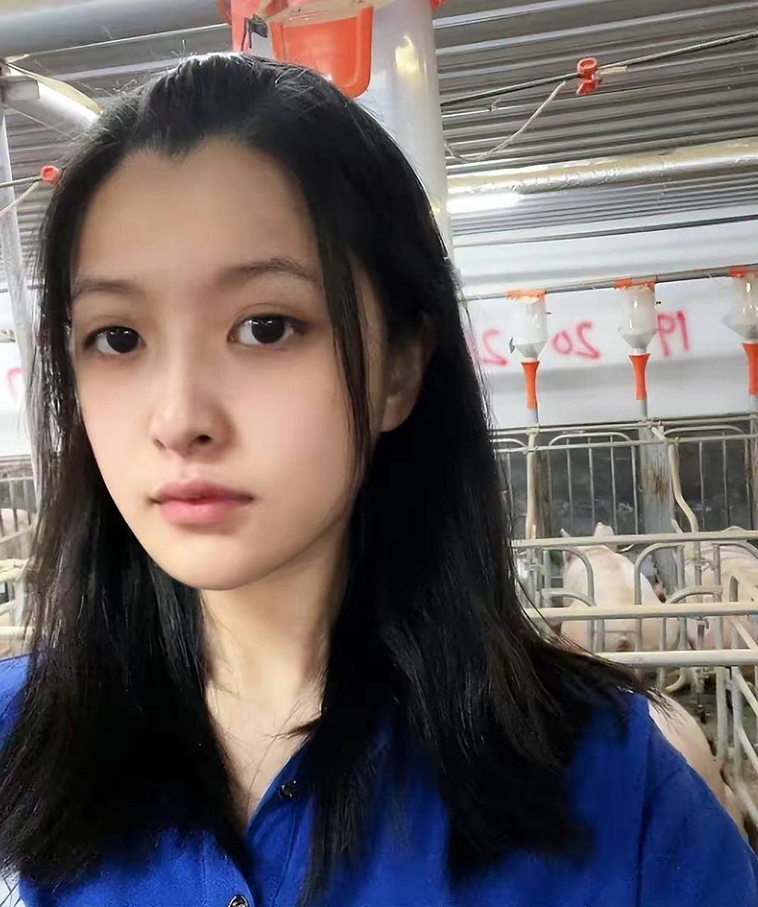 为大学生颜值女养猪遭质疑打抱不平 "安猪拉baby"的网友在平台晒出她