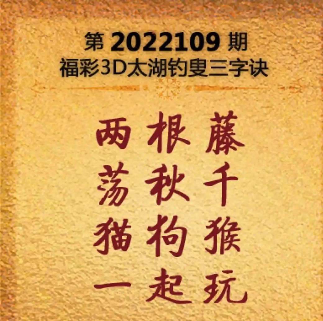 第2022109期3d太湖字谜及3d玄机图分析解读