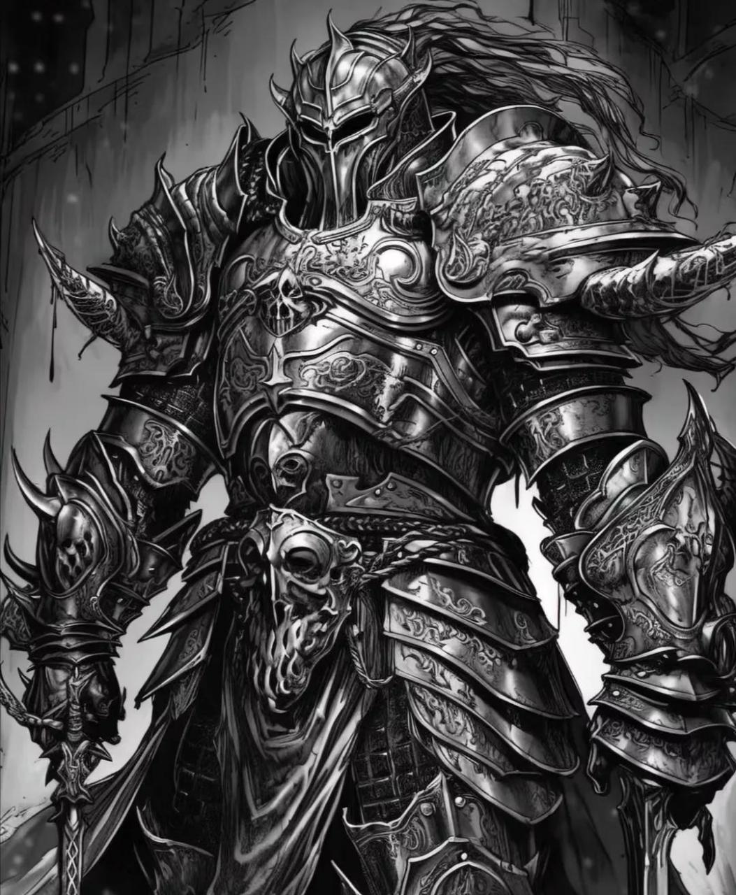 ai创作:暗黑骑士,盔甲分明.#动漫# #插画# #二次元