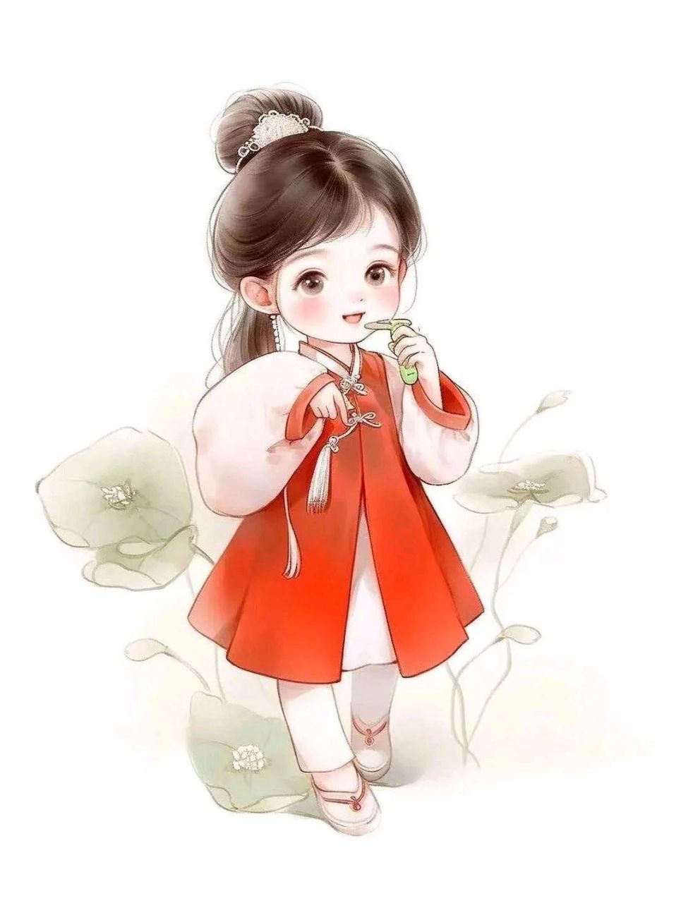 红色汉服小女孩头像,很可爱很喜庆,不是吗